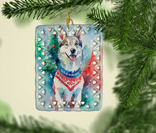 Load image into Gallery viewer, Siberian Husky Christmas Porcelain Ornament