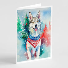 Load image into Gallery viewer, Siberian Husky Christmas Greeting Cards - Blank Note Cards – 8-Pack of Artist-Designed Cards with Envelopes
