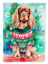 Load image into Gallery viewer, Sussex Spaniel Christmas House Flag