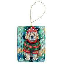 Load image into Gallery viewer, Tibetan Mastiff Christmas Porcelain Ornament