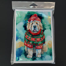 Load image into Gallery viewer, Tibetan Mastiff Christmas Greeting Cards - Blank Note Cards – 8-Pack of Artist-Designed Cards with Envelopes