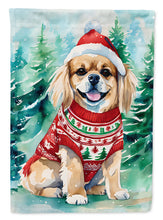 Load image into Gallery viewer, Tibetan Spaniel Christmas Garden Flag – Cozy Dog Holiday Decor with Tree &amp; Presents
