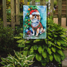 Load image into Gallery viewer, Tibetan Spaniel Christmas Garden Flag – Cozy Dog Holiday Decor with Tree &amp; Presents