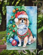 Load image into Gallery viewer, Tibetan Spaniel Christmas Garden Flag – Cozy Dog Holiday Decor with Tree &amp; Presents