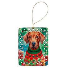 Load image into Gallery viewer, Vizsla Christmas Porcelain Ornament