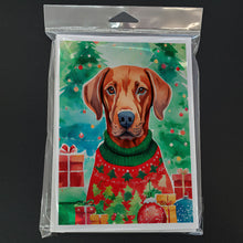 Load image into Gallery viewer, Vizsla Christmas Greeting Cards - Blank Note Cards – 8-Pack of Artist-Designed Cards with Envelopes