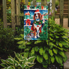 Load image into Gallery viewer, Welsh Springer Spaniel Christmas Garden Flag – Cozy Dog Holiday Decor with Tree &amp; Presents