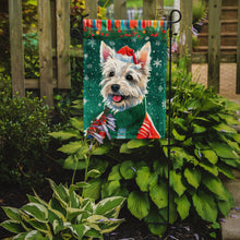 Load image into Gallery viewer, Westie Christmas Garden Flag – Cozy Dog Holiday Decor with Tree &amp; Presents