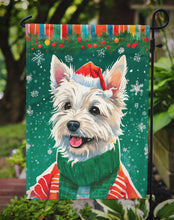 Load image into Gallery viewer, Westie Christmas Garden Flag – Cozy Dog Holiday Decor with Tree &amp; Presents