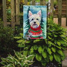 Load image into Gallery viewer, Westie Christmas Garden Flag – Cozy Dog Holiday Decor with Tree &amp; Presents