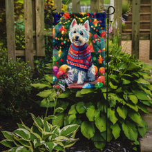 Load image into Gallery viewer, Westie Christmas Garden Flag – Cozy Dog Holiday Decor with Tree &amp; Presents