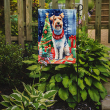 Load image into Gallery viewer, Wire Fox Terrier Christmas Garden Flag – Cozy Dog Holiday Decor with Tree &amp; Presents
