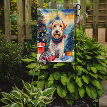 Load image into Gallery viewer, Wire Fox Terrier Christmas Garden Flag – Cozy Dog Holiday Decor with Tree &amp; Presents