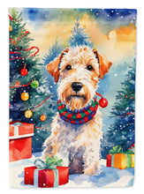 Load image into Gallery viewer, Wire Fox Terrier Christmas Garden Flag – Cozy Dog Holiday Decor with Tree &amp; Presents