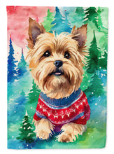 Load image into Gallery viewer, Yorkshire Terrier Yorkie Christmas Garden Flag – Cozy Dog Holiday Decor with Tree &amp; Presents