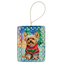 Load image into Gallery viewer, Yorkshire Terrier Yorkie Christmas Porcelain Ornament
