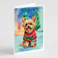 Load image into Gallery viewer, Yorkshire Terrier Yorkie Christmas Greeting Cards - Blank Note Cards – 8-Pack of Artist-Designed Cards with Envelopes