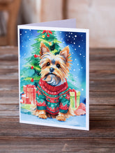 Load image into Gallery viewer, Yorkshire Terrier Yorkie Christmas Greeting Cards - Blank Note Cards – 8-Pack of Artist-Designed Cards with Envelopes