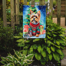 Load image into Gallery viewer, Yorkshire Terrier Yorkie Christmas Garden Flag – Cozy Dog Holiday Decor with Tree &amp; Presents