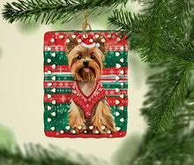 Load image into Gallery viewer, Yorkshire Terrier Yorkie Christmas Porcelain Ornament