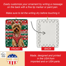 Load image into Gallery viewer, Yorkshire Terrier Yorkie Christmas Porcelain Ornament
