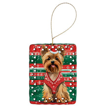 Load image into Gallery viewer, Yorkshire Terrier Yorkie Christmas Porcelain Ornament
