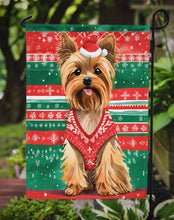 Load image into Gallery viewer, Yorkshire Terrier Yorkie Christmas Garden Flag – Cozy Dog Holiday Decor with Tree &amp; Presents