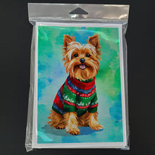 Load image into Gallery viewer, Yorkshire Terrier Yorkie Christmas Greeting Cards - Blank Note Cards – 8-Pack of Artist-Designed Cards with Envelopes