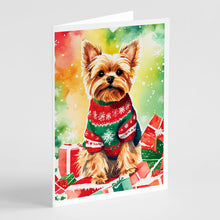 Load image into Gallery viewer, Yorkshire Terrier Yorkie Christmas Greeting Cards - Blank Note Cards – 8-Pack of Artist-Designed Cards with Envelopes