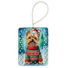 Load image into Gallery viewer, Yorkshire Terrier Yorkie Christmas Porcelain Ornament