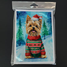 Load image into Gallery viewer, Yorkshire Terrier Yorkie Christmas Greeting Cards - Blank Note Cards – 8-Pack of Artist-Designed Cards with Envelopes