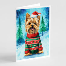 Load image into Gallery viewer, Yorkshire Terrier Yorkie Christmas Greeting Cards - Blank Note Cards – 8-Pack of Artist-Designed Cards with Envelopes