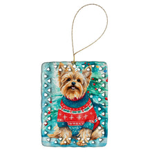 Load image into Gallery viewer, Yorkshire Terrier Yorkie Christmas Porcelain Ornament