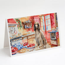 Load image into Gallery viewer, Afghan Hound Christmas Cookies Greeting Cards - Blank Note Cards – 8-Pack of Artist-Designed Cards with Envelopes