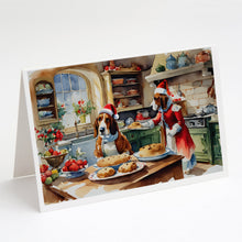 Load image into Gallery viewer, Basset Hound Christmas Cookies Greeting Cards - Blank Note Cards – 8-Pack of Artist-Designed Cards with Envelopes
