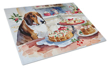 Load image into Gallery viewer, Basset Hound Christmas Cookies Glass Cutting Boards – Durable, Decorative Kitchen Art