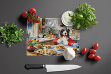Load image into Gallery viewer, Bearded Collie Christmas Cookies Glass Cutting Boards – Durable, Decorative Kitchen Art