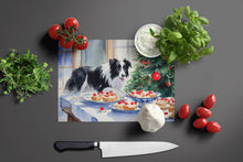 Load image into Gallery viewer, Border Collie Christmas Cookies Glass Cutting Boards – Durable, Decorative Kitchen Art