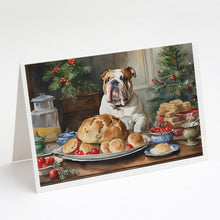 Load image into Gallery viewer, English Bulldog Christmas Cookies Greeting Cards - Blank Note Cards – 8-Pack of Artist-Designed Cards with Envelopes