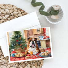 Load image into Gallery viewer, English Bulldog Christmas Cookies Greeting Cards - Blank Note Cards – 8-Pack of Artist-Designed Cards with Envelopes
