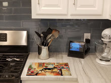 Load image into Gallery viewer, German Shepherd Christmas Cookies Glass Cutting Boards – Durable, Decorative Kitchen Art