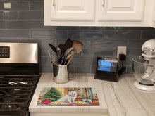 Load image into Gallery viewer, Japanese Spitz Christmas Cookies Glass Cutting Boards – Durable, Decorative Kitchen Art