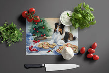 Load image into Gallery viewer, Sheltie Christmas Cookies Glass Cutting Boards – Durable, Decorative Kitchen Art