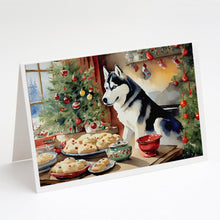 Load image into Gallery viewer, Siberian Husky Christmas Cookies Greeting Cards - Blank Note Cards – 8-Pack of Artist-Designed Cards with Envelopes