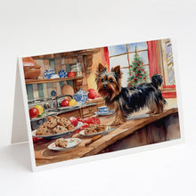 Load image into Gallery viewer, Yorkshire Terrier Yorkie Christmas Cookies Greeting Cards - Blank Note Cards – 8-Pack of Artist-Designed Cards with Envelopes