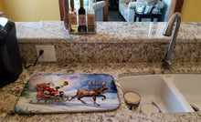 Load image into Gallery viewer, Christmas Santa and Sleigh Dish Drying Mat