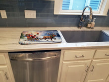 Load image into Gallery viewer, Christmas Santa and Sleigh Dish Drying Mat