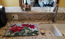 Load image into Gallery viewer, Christmas Poinsettias Dish Drying Mat