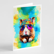 Load image into Gallery viewer, Hippie Animal Guinea Pig Greeting Cards - Blank Note Cards – 8-Pack of Artist-Designed Cards with Envelopes