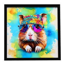 Load image into Gallery viewer, Hippie Animal Guinea Pig Framed Metal Print